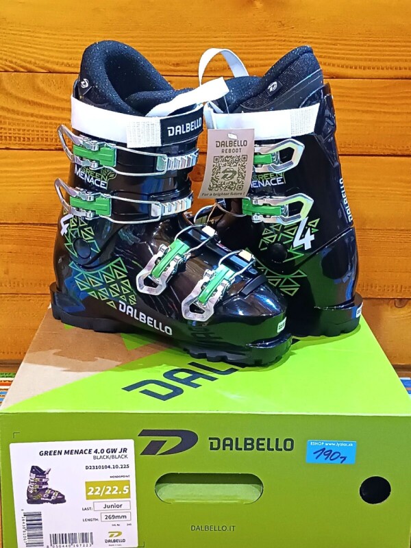 LYŽIARKY DALBELLO GREEN MENACE 4.0 GW JR BLACK 22MP ---MODEL 2024---